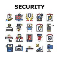 Home Security Device Collection Icons Set Vector