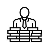 businessman coin heap line icon vector isolated illustration