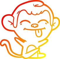 warm gradient line drawing funny cartoon monkey vector