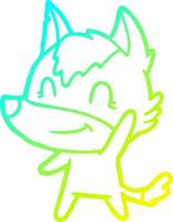 cold gradient line drawing friendly cartoon wolf vector