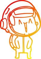 warm gradient line drawing happy cartoon astronaut vector