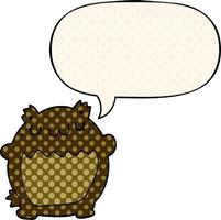 cartoon bear and speech bubble in comic book style vector