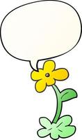 cartoon flower and speech bubble in smooth gradient style vector