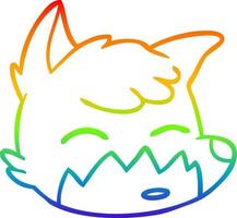 rainbow gradient line drawing cartoon fox face vector
