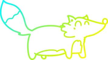 cold gradient line drawing fat cartoon fox vector