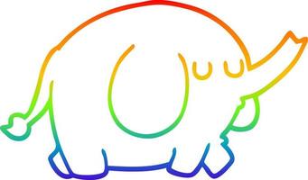 rainbow gradient line drawing cartoon elephant vector