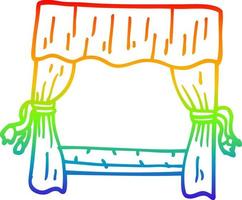 ventana de dibujos animados de dibujo de línea de gradiente de arco iris con cortinas vector