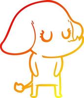 warm gradient line drawing cute cartoon elephant vector