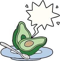 cartoon halved avocado and speech bubble vector