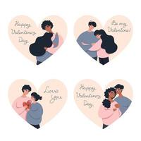 Set of valentine's day cards in flat style vector