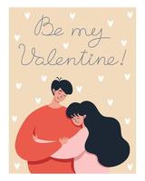 Valentine's day greeting card with a couple in love and lettering vector