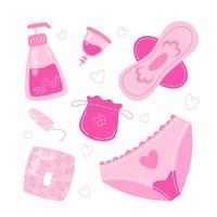 Feminine hygiene items collection in flat style vector