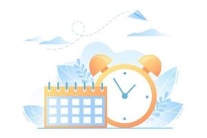 Calendar and clock, time management concept vector