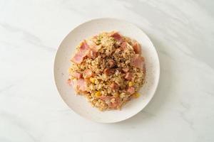 fried rice with bacon ham and black peppers photo