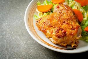 teppanyaki chicken steak with cabbage and carrot photo