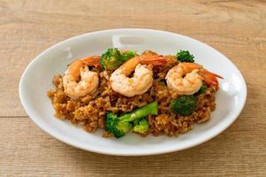 fried rice with broccoli and shrimps photo