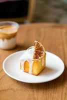 lemon pound cake on white plate photo