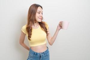 portrait beautiful Asian woman holding coffee cup or mug photo