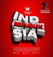 77 años, aniversario del día de la independencia de la república de indonesia. diseño de plantilla de cartel de ilustración vector