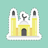 Mezquita de corte de línea de pegatina. adecuado para el símbolo de la educación. diseño simple editable. vector de plantilla de diseño. ilustración sencilla