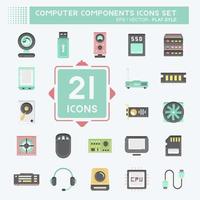 Icon Set Computer Components. suitable for education symbol. flat style. simple design editable. design template vector. simple illustration vector