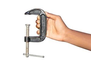 isolated male hand holding a wrench photo