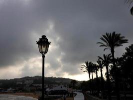 public street lamps backlit on a white background photo