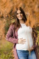 Young pregnant woman in the autumn park photo