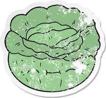 distressed sticker of a cartoon cabbage vector