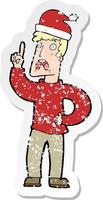 retro distressed sticker of a cartoon man ready for christmas vector