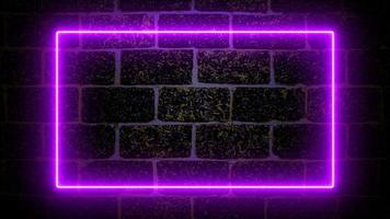 loop neon rectangle frame animation, abstract graphic futuristic glow illumination effect, electric fluorescent element brick light technology animation background purple disco party shiny footage video