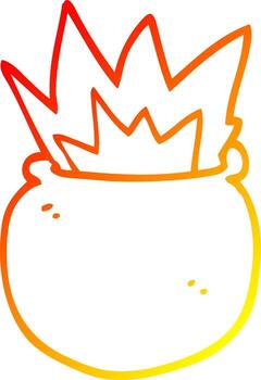 warm gradient line drawing cartoon exploding cauldron vector