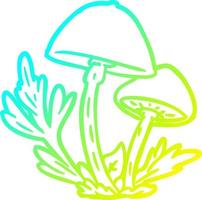 cold gradient line drawing wild mushrooms vector