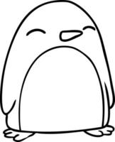 line drawing doodle of a cute penguin vector