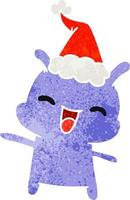 christmas retro cartoon of kawaii alien vector