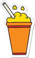 sticker of a quirky hand drawn cartoon iced drink vector