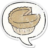 cartoon pie and speech bubble distressed sticker vector