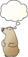 cartoon bear and thought bubble in smooth gradient style vector