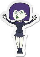 sticker of a cartoon vampire girl vector