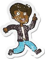 retro distressed sticker of a cartoon man with great idea vector