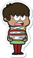 sticker of a worried cartoon boy vector