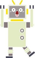 flat color retro cartoon robot vector