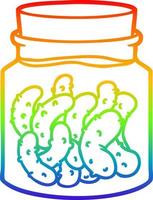 rainbow gradient line drawing cartoon pickled gherkins vector