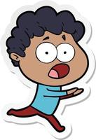 sticker of a cartoon man gasping in surprise vector