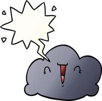 cartoon cloud and speech bubble in smooth gradient style vector
