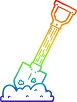 rainbow gradient line drawing cartoon shovel vector