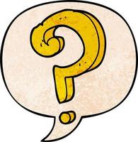 cartoon question mark and speech bubble in retro texture style vector