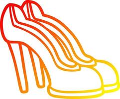 warm gradient line drawing cartoon red shoes vector