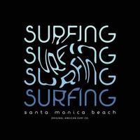 tipografía de ilustración de playa de santa menica. perfecto para el diseño de camisetas vector