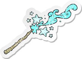 retro distressed sticker of a magic wand casting spell vector